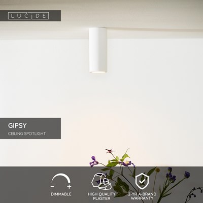 Lucide GIPSY - Ceiling spotlight - Ø 7 cm - 1xGU10 - White